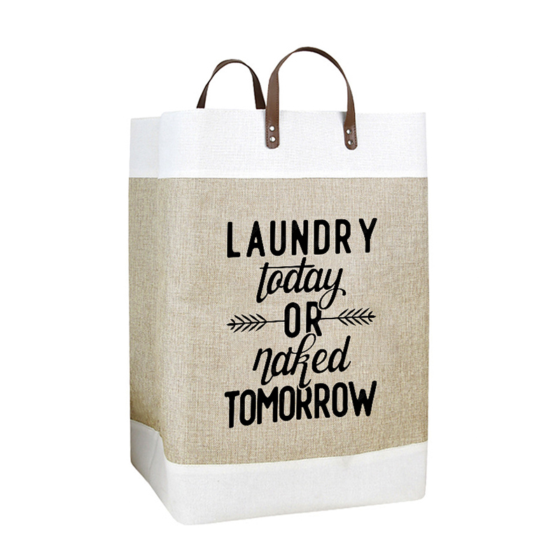 Savvydeco Large Linen Callapsible Laundry Storage Basket With Handle