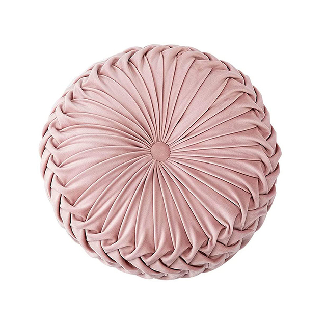Round Filled Cushion,Velvet Cushions,Pleated Round Pillow, Scatter Cushion Home Decorative for Home Couch Small Handmade Decorative Throw Pillow for Bedroom 