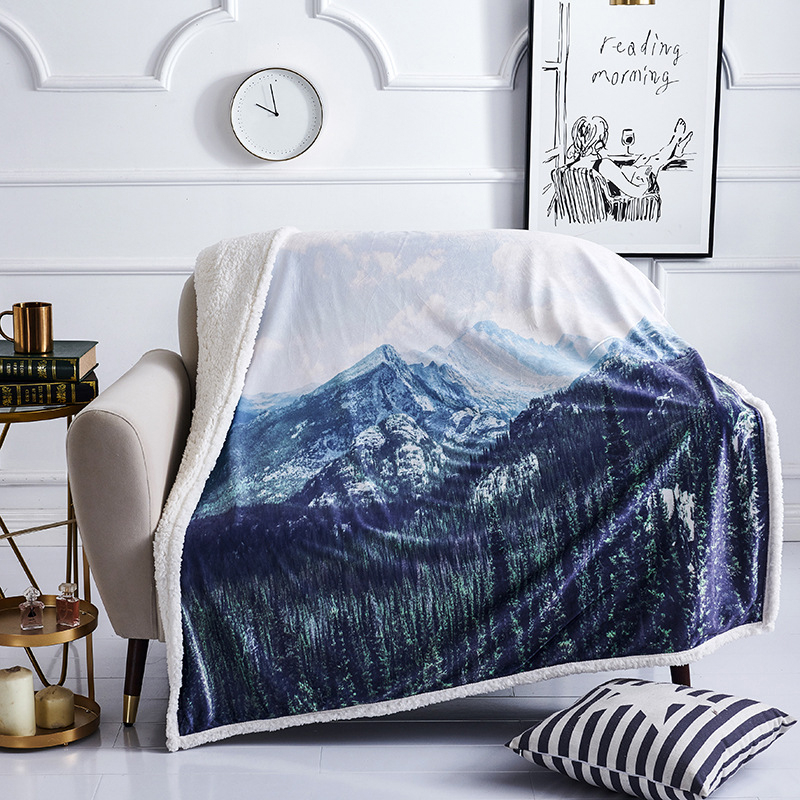 Sherpa Fleece Blanket - One Side Shepra, One Side Printed For Bed, Sofa, Couch, Camping And Travel - Warm & Lightweight - Fluffy & Soft Plush Reversible Throw
