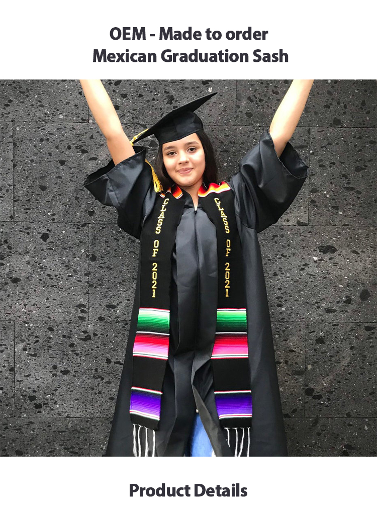 GraduationMall Mexican Serape Graduation Stole with White Tassel