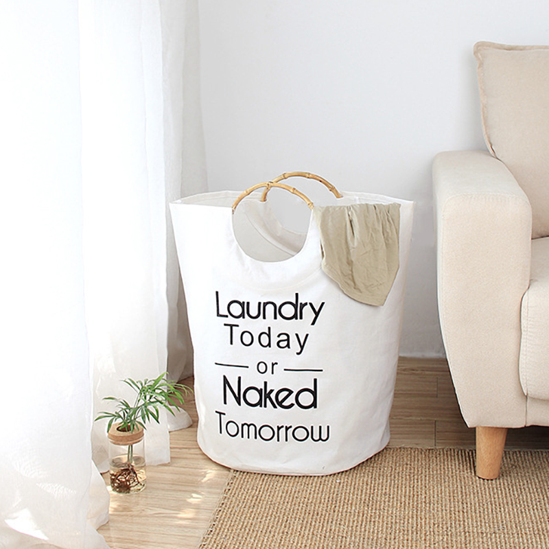 Savvydeco Dirty Laundry Storage Bag With Bamboo Handle