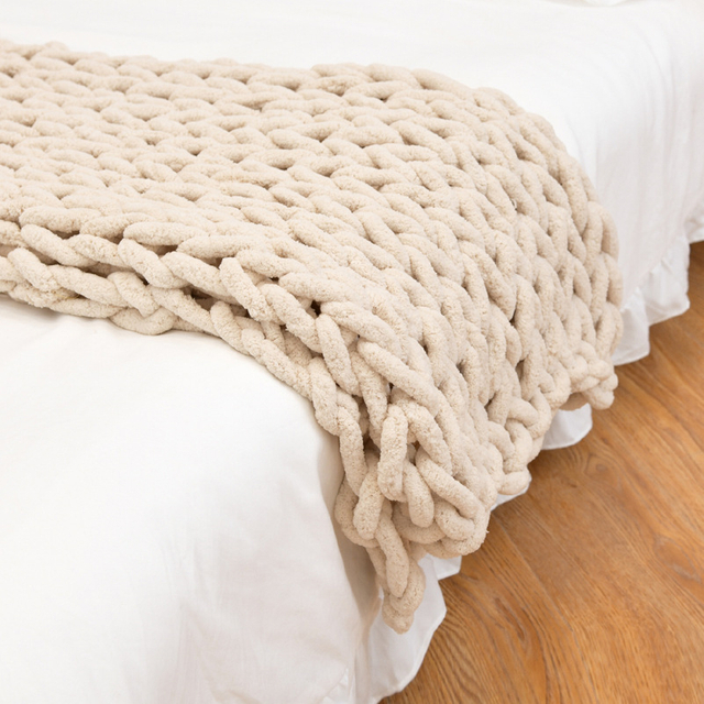Chenille Chunky Knit Blanket for Home Decoration