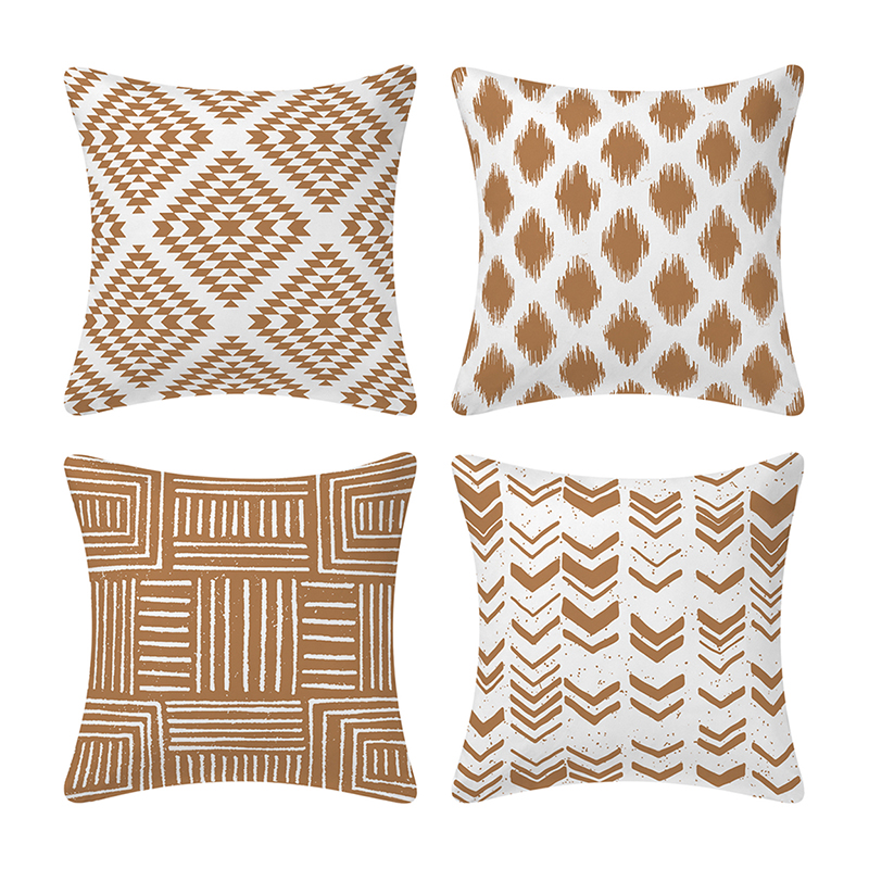 Printed Caramel Throw Pillow Covers Abstract coffee trend pillow Cases Geometric Cushion Covers for Couch Sofa Bedroom Car 18 X 18 Inch